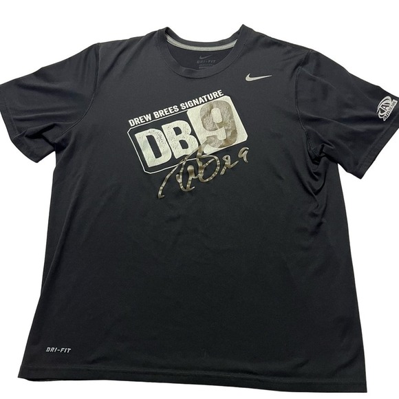DB9 Drew Brees Signature Men's Nike Black Dri-Fit Activewear T Shirt Size Large - Picture 1 of 4